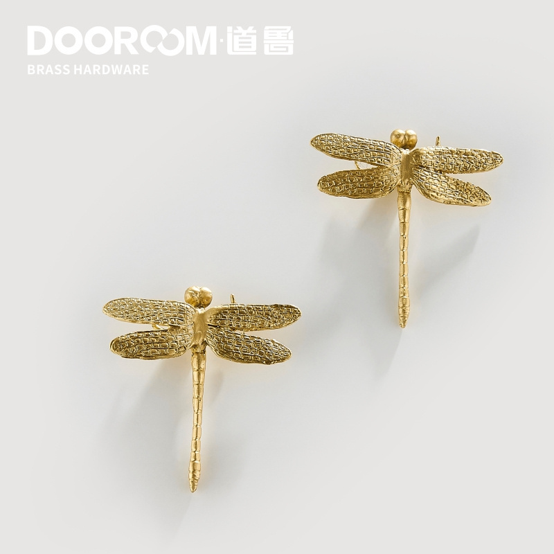 Dooroom Brass Dragonfly Furniture Decoration Handles Nordic Ins Gold Drawer Cabinet Door Cupboard Wardrobe Dresser Pulls Knobs