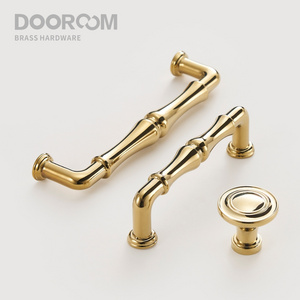 Dooroom Brass Furniture Handles Modern Fashion PVD Siny Gold Cupboard Wardrobe Dresser Shoe Box Drawer Cabinet Knobs Pulls