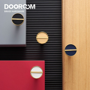 Dooroom Brass Knob Leather Furniture Handles Modern Fashion Brass Cupboard Wardrobe Dresser Shoe Box Drawer Cabinet Knobs Pulls