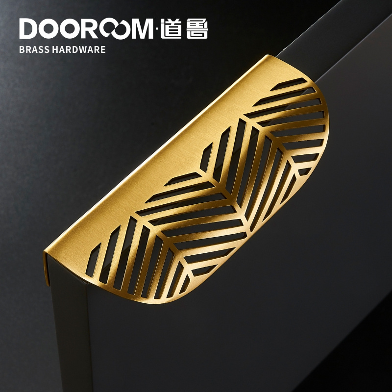 Dooroom Brass Furniture Handles Solid Leaf Shaped Gold Pulls Wardrobe Dresser Cupboard Cabinet Door Drawer Shoe Box Knobs