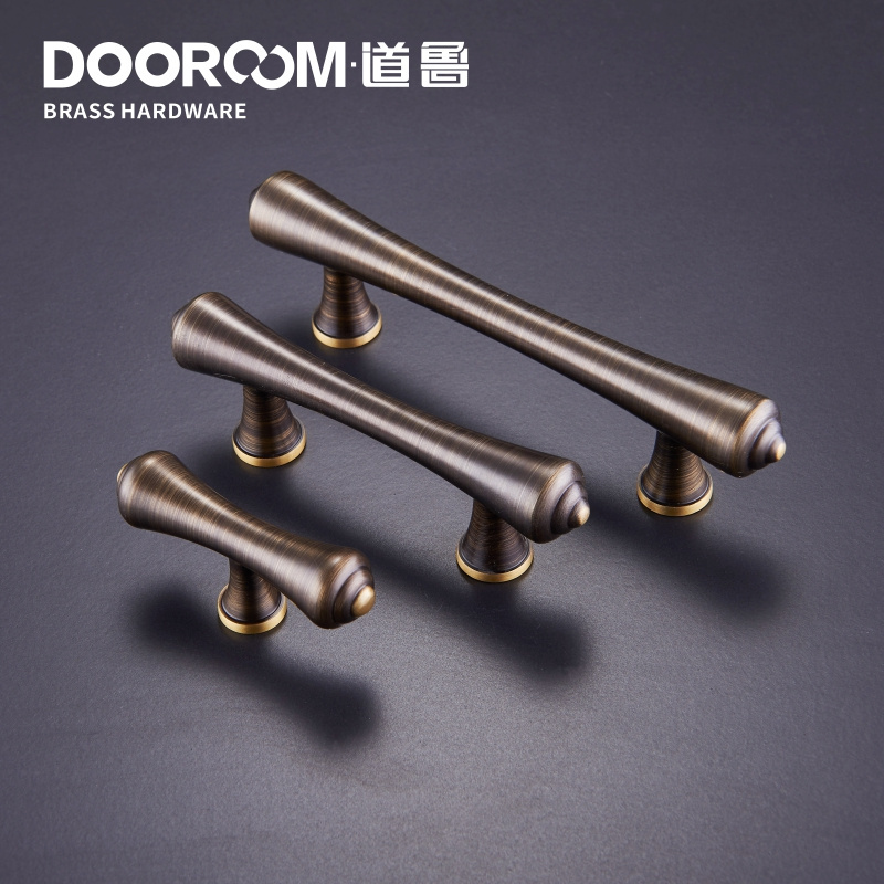 Dooroom Brass Furniture Handles Rural Cupboard Wardrobe Dresser Cabinet Drawer Small Handles Mediterranean Black Pulls Knobs