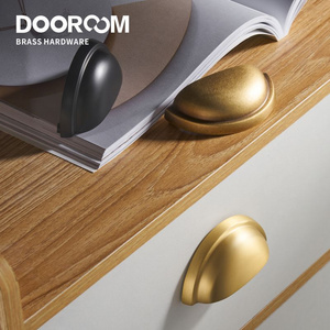 Dooroom Brass Furniture Handles Matt Brushed Nickel Yellow Bronze Cup Handles Cupboard Wardrobe Dresser Shoe Box Drawer Bin Pull