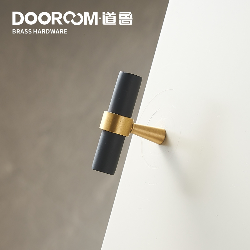 Dooroom Brass Furniture Handles T-bar Light Luxury Fashion Black Gold Wardrobe Dresser Cupboard Cabinet Drawer Pulls