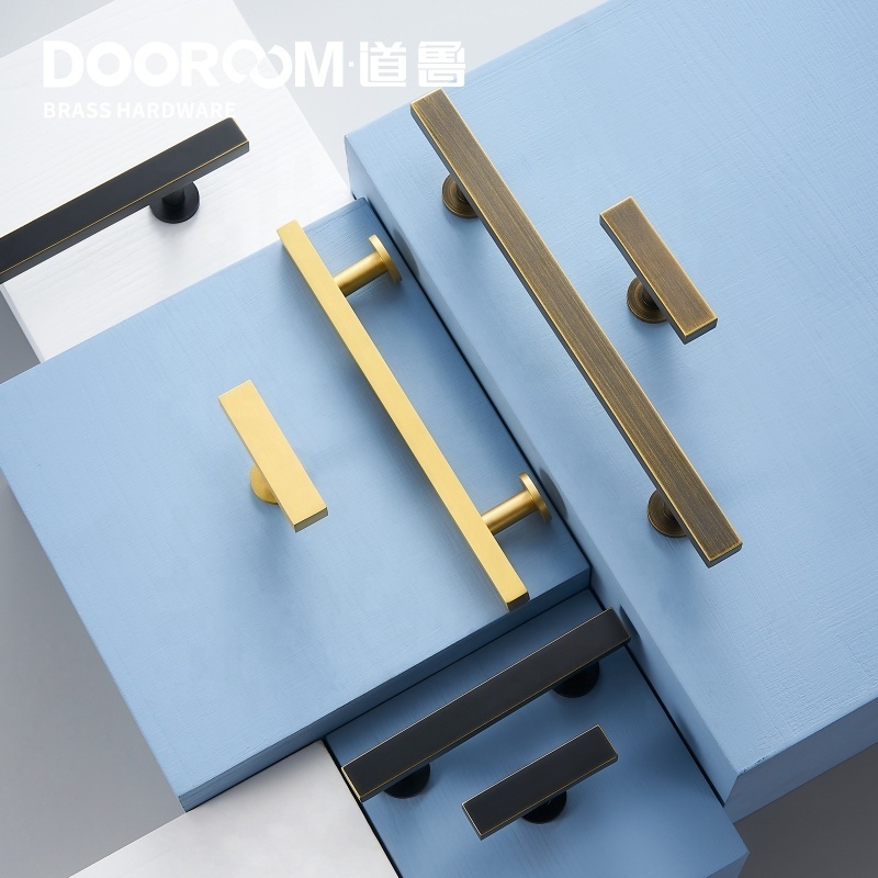 Dooroom Brass Furniture Handles Modern Nordic Wardrobe Dresser Cupboard Cabinet Drawer Rectangular Bar Pulls