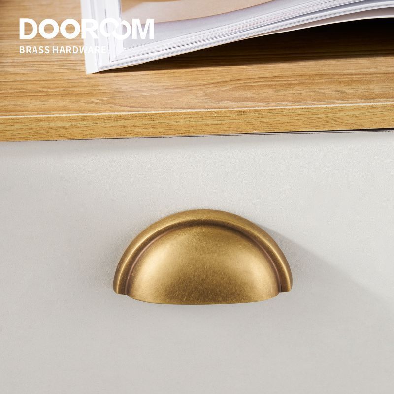 Dooroom Brass Furniture Handles Matt Brushed Nickel Yellow Bronze Cup Handles Cupboard Wardrobe Dresser Shoe Box Drawer Bin Pull