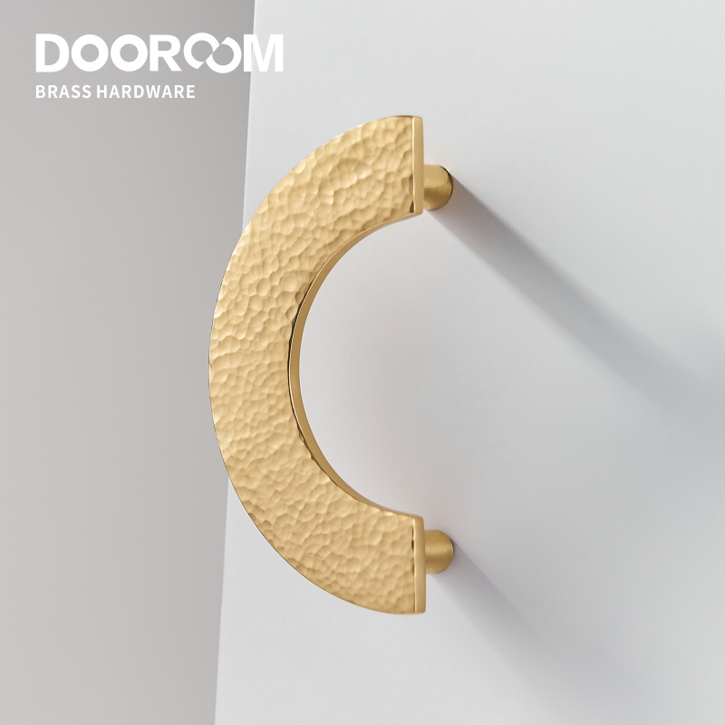 Dooroom Brass Furniture Handles Modern Hammered Round Hexagon Pulls Wardrobe Dresser Cupboard Cabinet Drawer Wine Bar Knobs