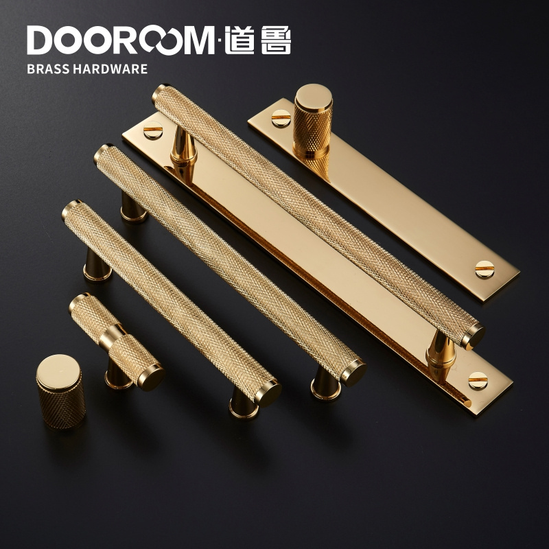 Dooroom Brass knurled Handles Gold Black Modern Wardrobe Dresser Cupboard Cabinet Door Drawer Furniture Pulls Knobs