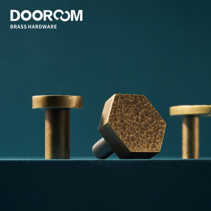 Dooroom Brass Furniture Handles Modern Hammered Round Hexagon Pulls Wardrobe Dresser Cupboard Cabinet Drawer Wine Bar Knobs