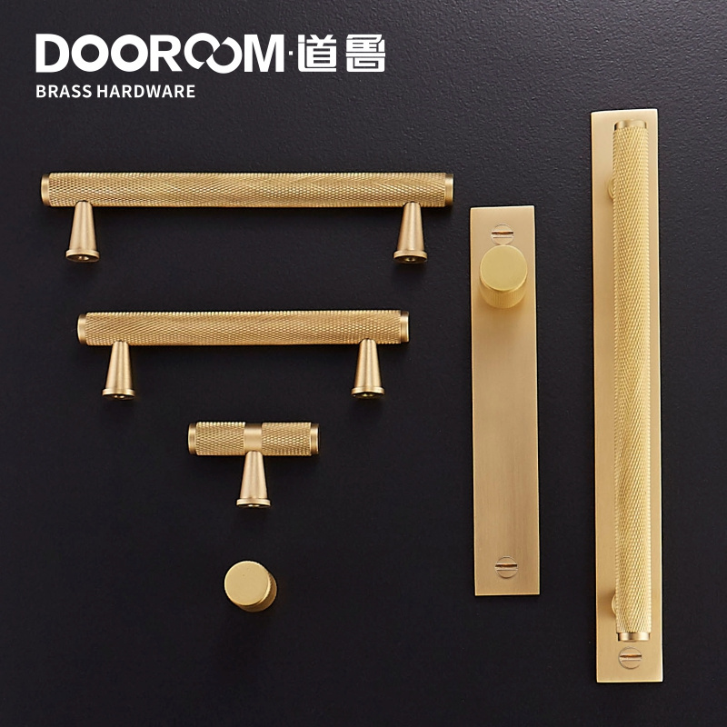 Dooroom Brass knurled Handles Gold Black Modern Wardrobe Dresser Cupboard Cabinet Door Drawer Furniture Pulls Knobs