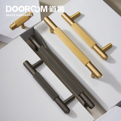 Dooroom Brass Furniture Handles Modern Brass Grey Wardrobe Dresser Cupboard Cabinet Drawer Wine Bar Pulls Knobs Linear Striped