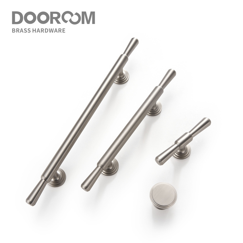 Dooroom Brass Furniture Handles Modern Simple Matt Silver Brass Cupboard Wardrobe Dresser Shoe Box Drawer Cabinet Knobs Pulls