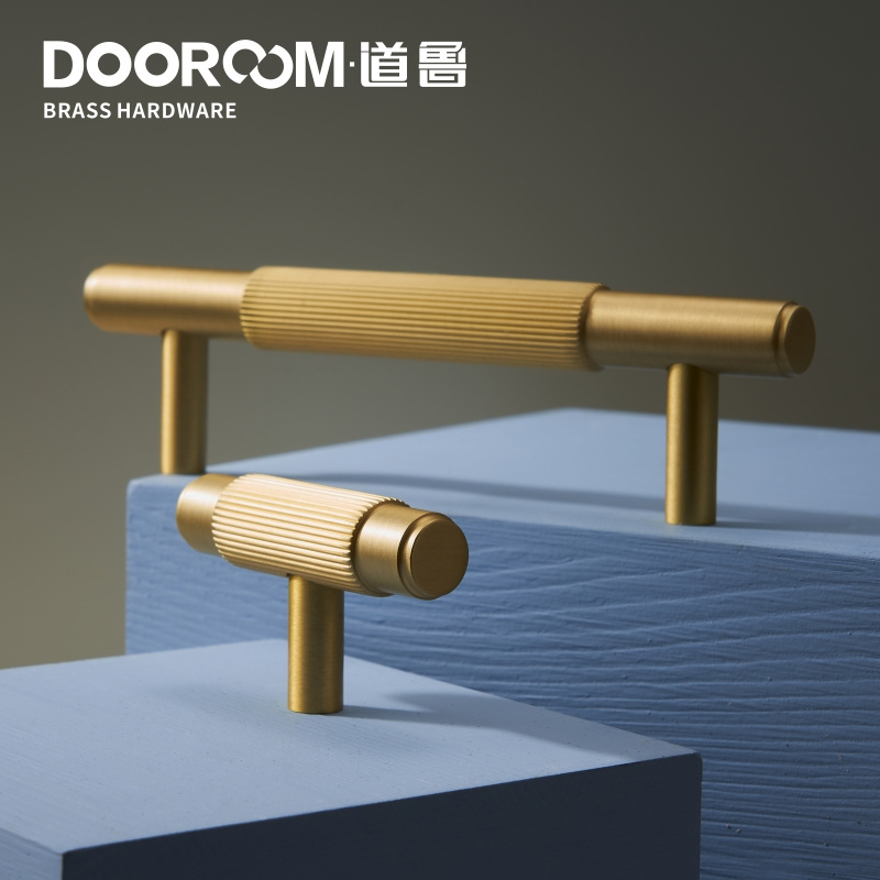 Dooroom Brass Furniture Handles Modern Brass Grey Wardrobe Dresser Cupboard Cabinet Drawer Wine Bar Pulls Knobs Linear Striped