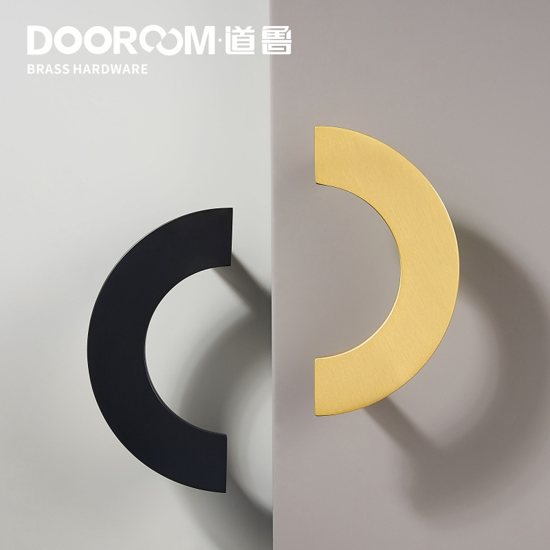 Dooroom Brass Furniture Handles Modern Light Luxury Semi Circle Pulls Wardrobe Dresser Cupboard Cabinet Drawer Half Moon Knobs