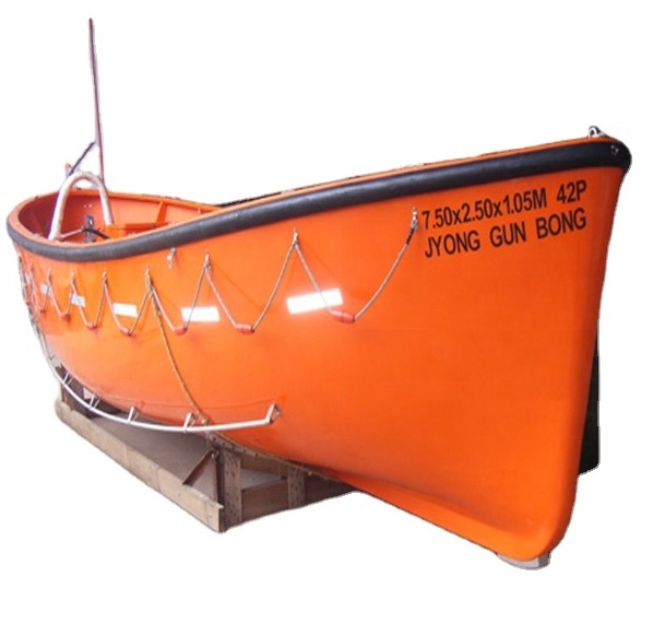 Solas Fiberglass Open Type Lifeboat fast Rescue Boat 7.5M length Working Boat