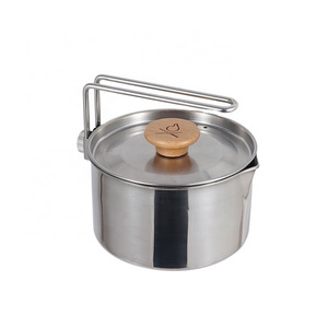 Stainless Steel Kettle Outdoor Camping Pot Teapot Portable Mountaineering Trekking Cooking Tool Travel Hiking Cookware