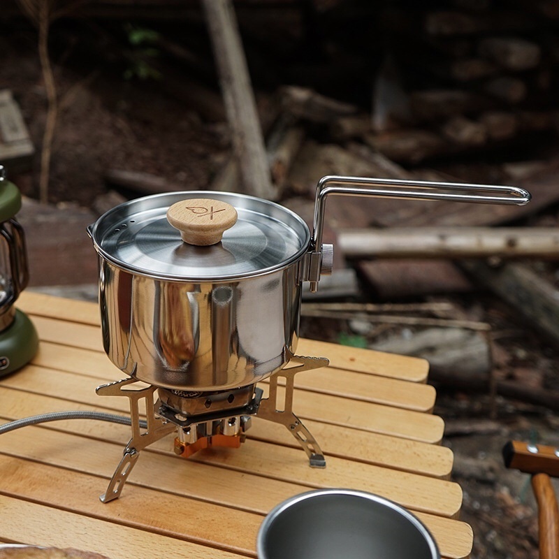 Stainless Steel Kettle Outdoor Camping Pot Teapot Portable Mountaineering Trekking Cooking Tool Travel Hiking Cookware