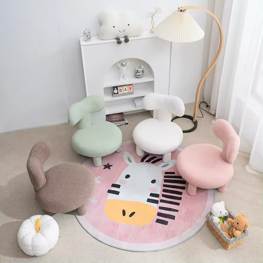 New Style Popular Modern Fleece Stool Children Kids Leisure Accent Lazy Single Sofa Chair