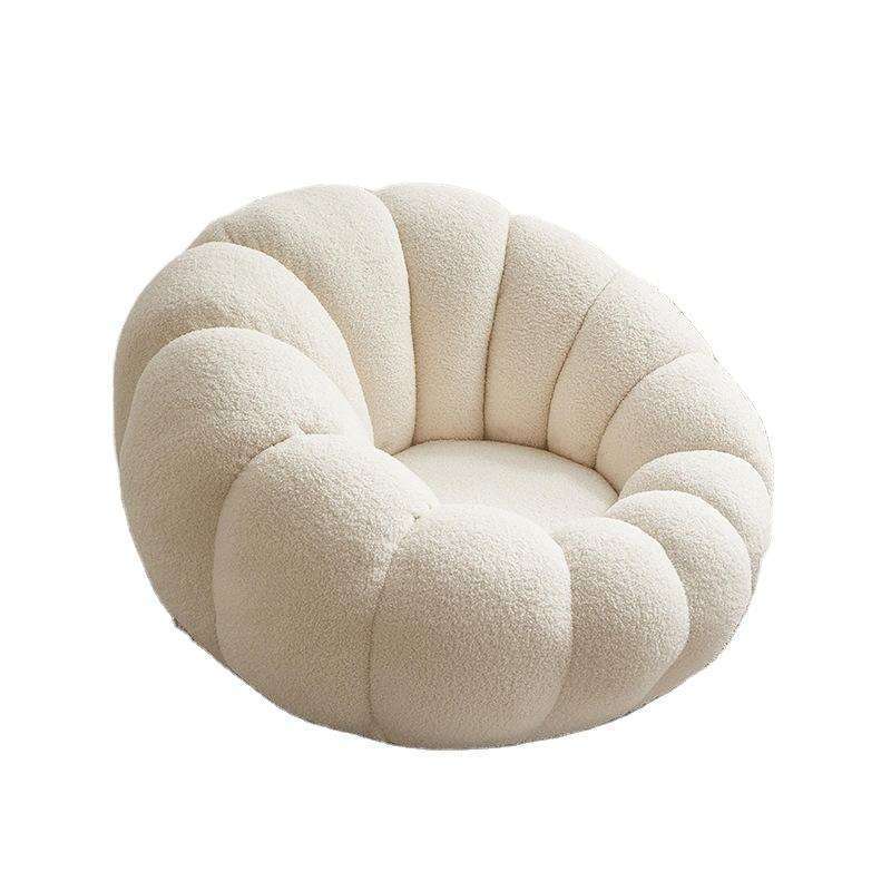 High Quality Modern Home Furniture Living Room Creative Leisure Boucle Fleece Armchair Pumpkin Sofa Set With Foot Stool