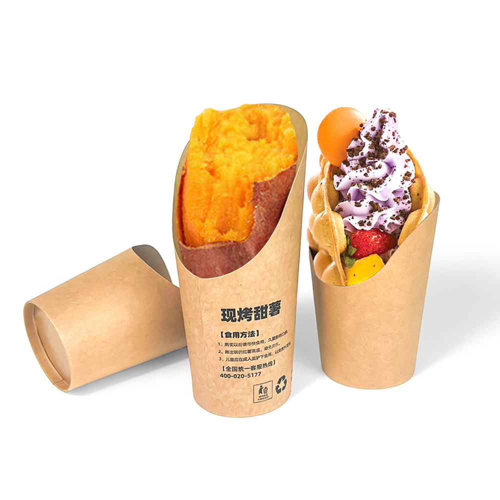 ZJPACK Hot Sell  Manufacturer takeaway eco friendly Custom Print Design Cup - Paper French Fries Holder