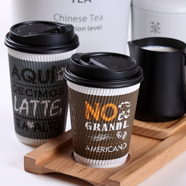 ZJPACK Bio-degradable Paper Cup Custom Disposable Cups Take Away Coffee Cups with Logo 6oz 8oz 12oz 16oz 20oz