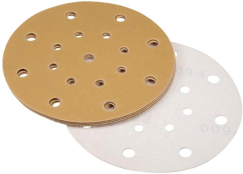 Car Metal Wood Round Yellow Grinding Self Abrasive Lijas Sandpaper Disc Orbital Sanding Discs 150mm 6 Hole Sandpaper