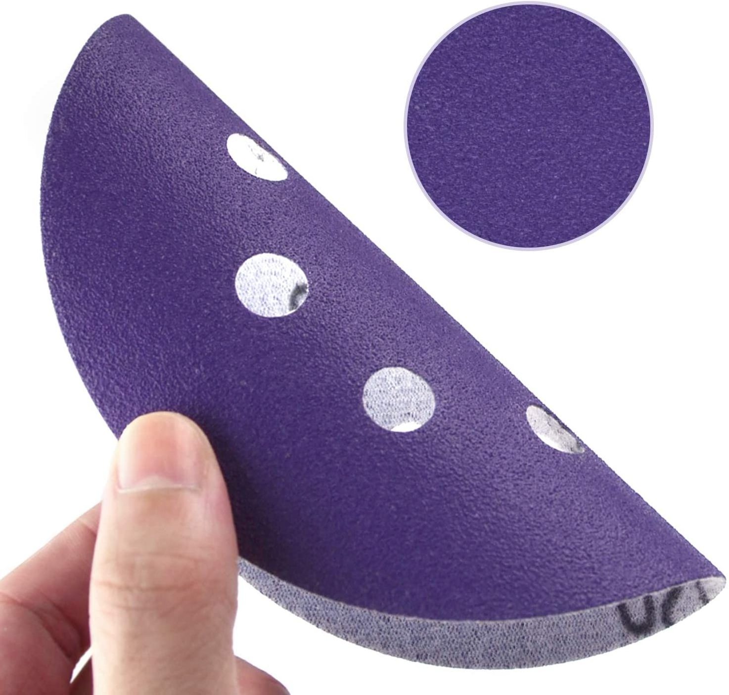 6 inch ceramic purple sandpaper sheet wet dry sand paper disc multi-holes sanding disc for automobile polishing