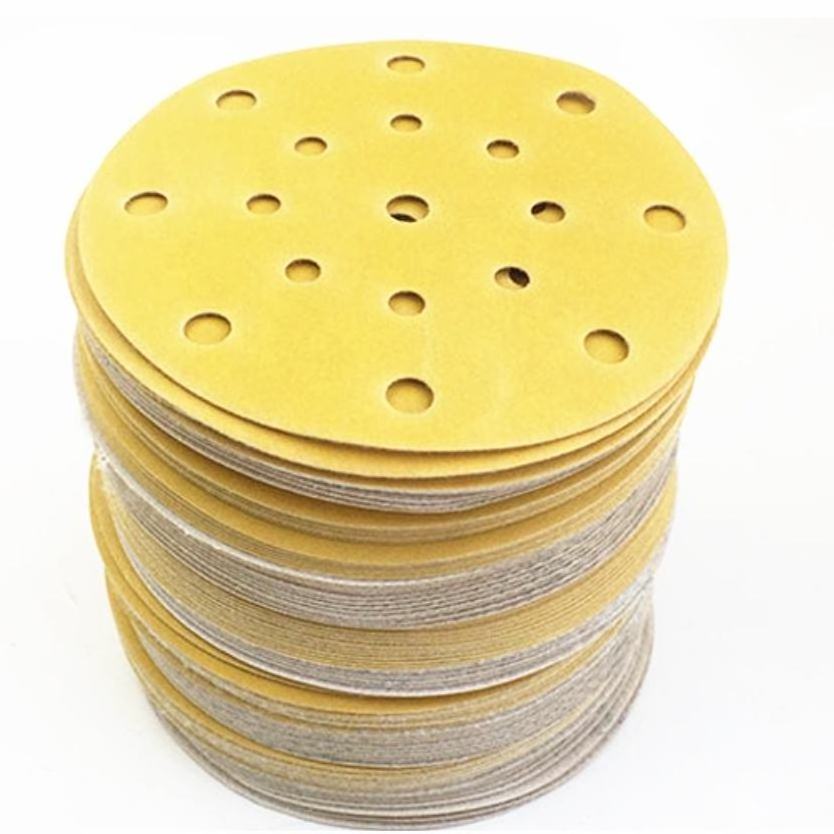 Car Metal Wood Round Yellow Grinding Self Abrasive Lijas Sandpaper Disc Orbital Sanding Discs 150mm 6 Hole Sandpaper