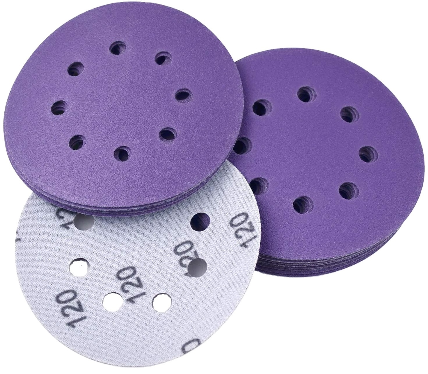 6 inch ceramic purple sandpaper sheet wet dry sand paper disc multi-holes sanding disc for automobile polishing