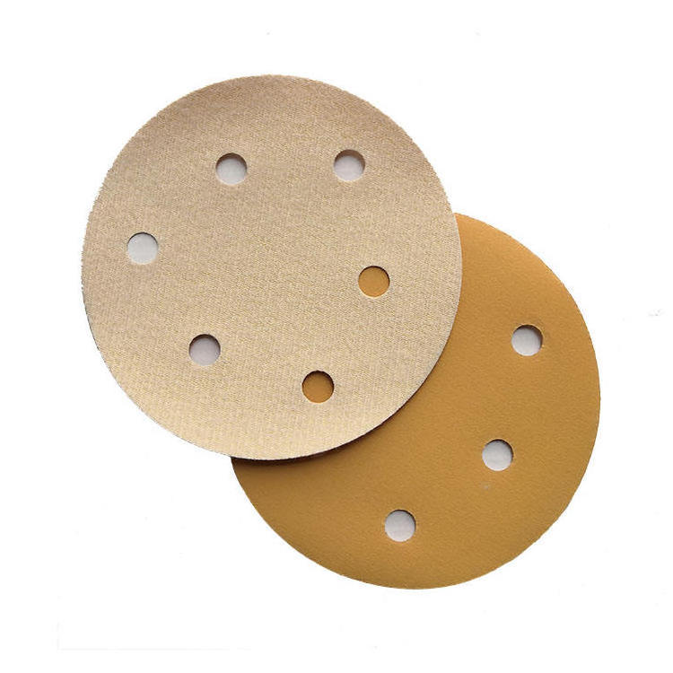 Car Metal Wood Round Yellow Grinding Self Abrasive Lijas Sandpaper Disc Orbital Sanding Discs 150mm 6 Hole Sandpaper