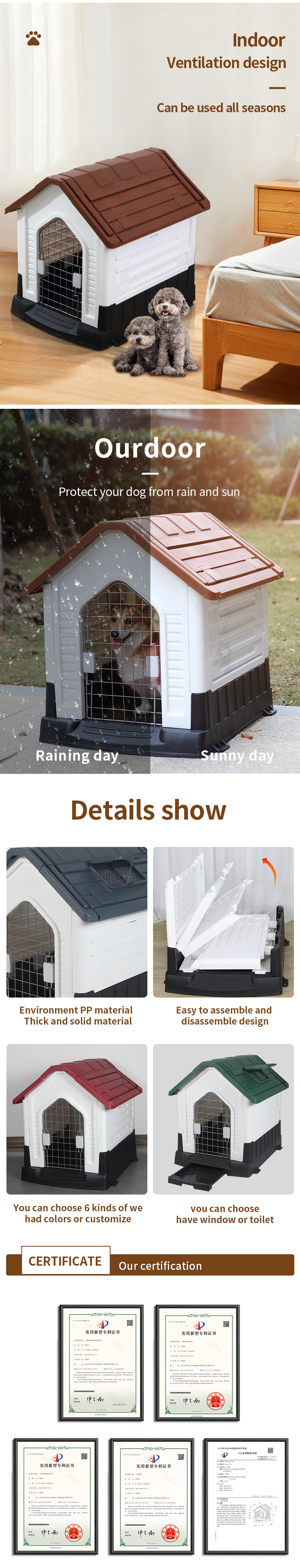 Wholesale modern plastic large dog house outdoor waterproof pet house