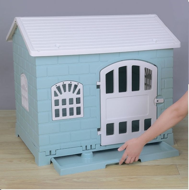 2022 New Easy to assemble eco-friendly plastic pet house outdoor dog kennel with toilet