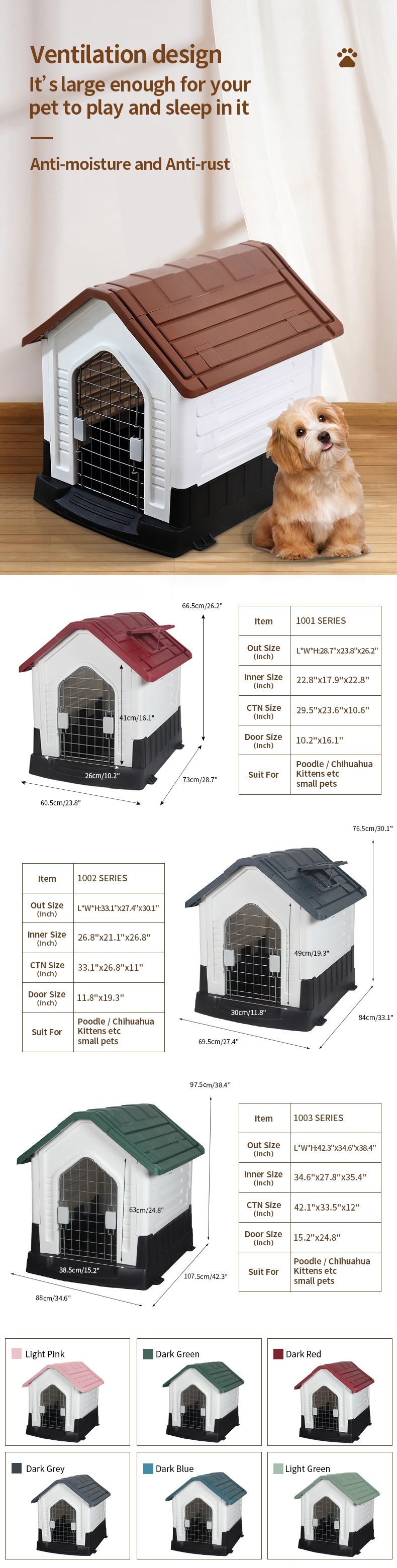 Wholesale modern plastic large dog house outdoor waterproof pet house