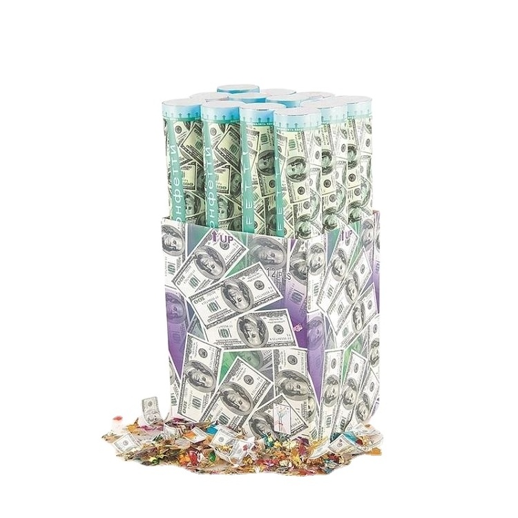 money confetti party popper cylinder cannon 80 cm machine gun