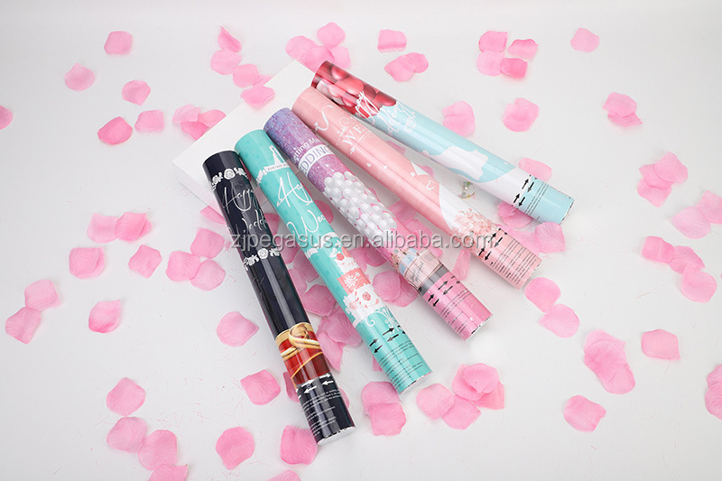 Cheap high quality button press compressed air party poppers confetti cannon