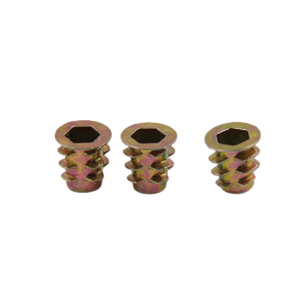 Yellow Zinc Plated Factory Outlet Furniture Insert Bolt And Nut Knurling Insert Nut For Wood