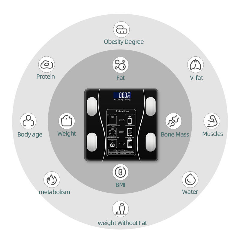 New Arrival 180kg Smart Blue Tooth BMI Function Digital Body Fat Electronic Weighing Bathroom Scale