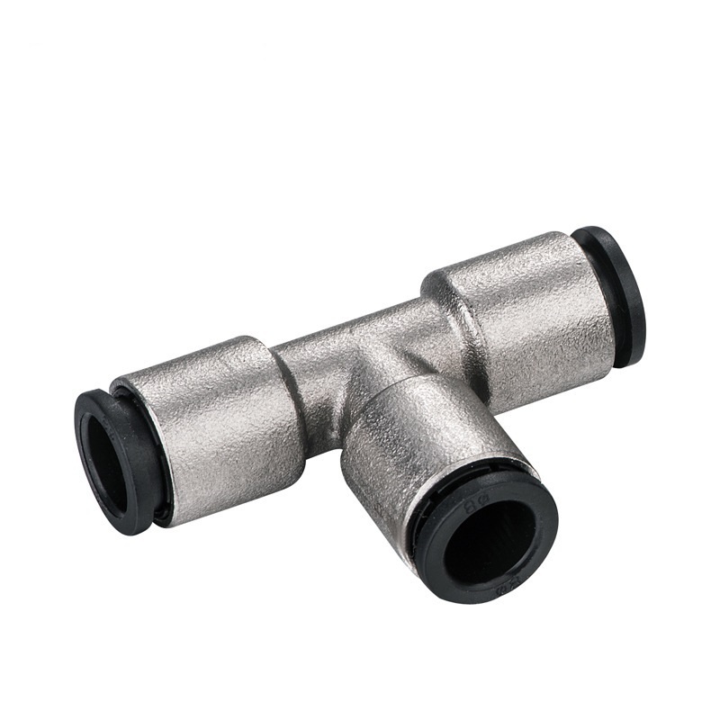 Nickel Plating Pneumatic Brass Pipe Fitting Connector Push Pneumatic Metal Union Straight Fitting