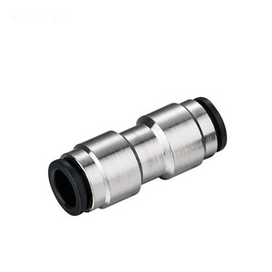 Nickel Plating Pneumatic Brass Pipe Fitting Connector Push Pneumatic Metal Union Straight Fitting