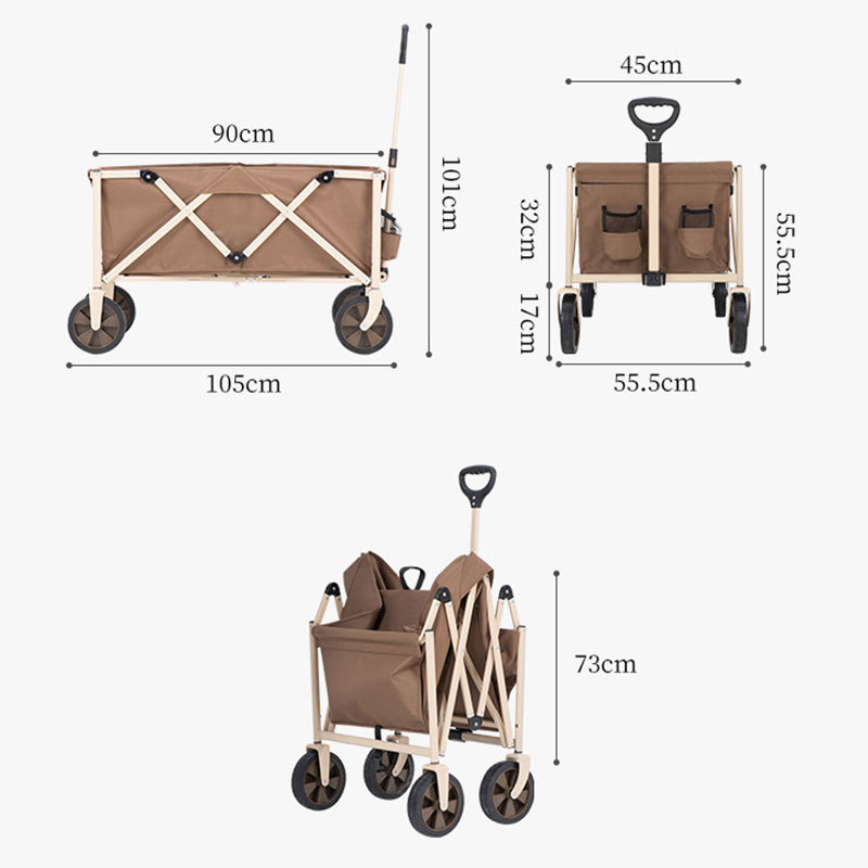 Heavy Duty Folding Wheeled Wagon Cart Collapsible Utility Kids Wagon Cart With Canopy