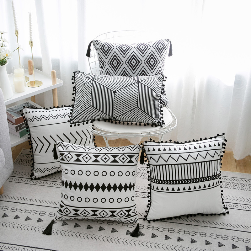 Home Decorative Moroccan Plush Throw Pillow Couch Bohemia Farmhouse Neutral Cushion Cover