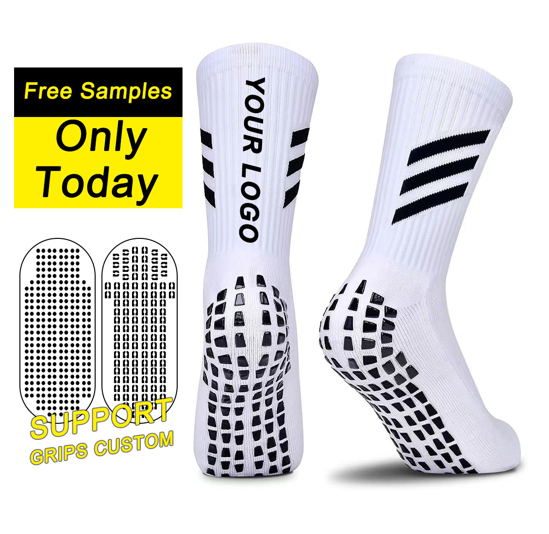 Free Samples Luxury Quality Custom Grip Socks Elite Football Soccer Grip Socks Anti Slip Custom Logo Grip Socks