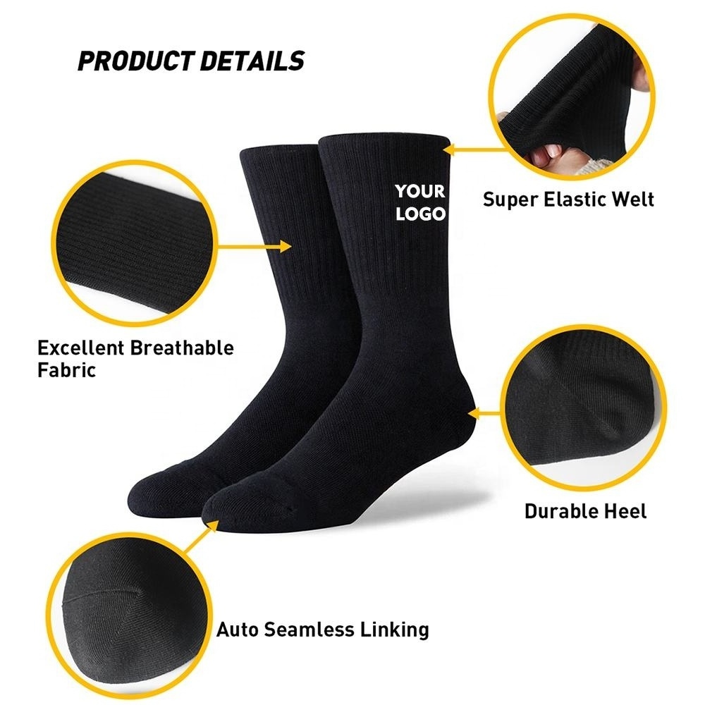 Uron 2022 high quality low MOQ 100% custom made cotton socks custom design logo crew men's socks logo Custom socks