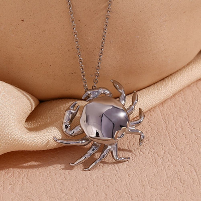 Crab Pendant Necklace 18k Gold Plated Stainless Steel Jewelry Christmas Gift