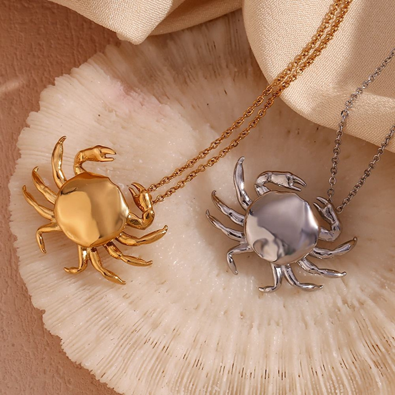 Crab Pendant Necklace 18k Gold Plated Stainless Steel Jewelry Christmas Gift