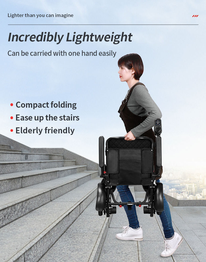 New Released Lightest Lithium Battery Electric Wheel Chair Lightweight Portable Foldable Electric wheelchair with Long Distance