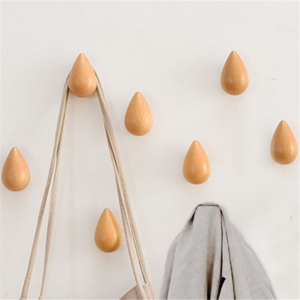 Wholesale Creative Wooden Decorative Water Drop Wall Mounted Bedroom Coat Hook Hanger