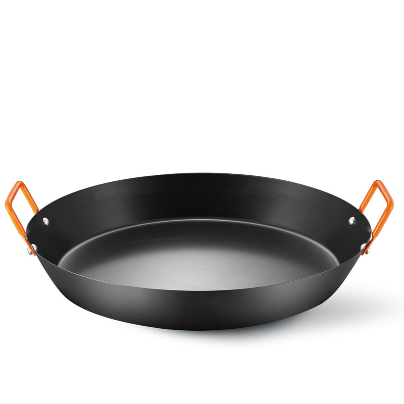 15 Inch Carbon Steel Spanish Seafood Pasta Paella Non Stick Pot Frying Pan Seafood Paella Pans With Double Handle