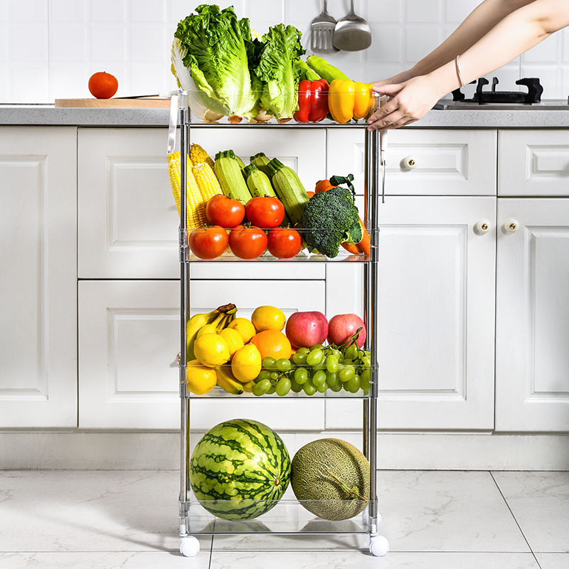 Choice Fun Transparent Multi-layer Slim Multifunctional Kitchen Trolley with Roller Storage Rack