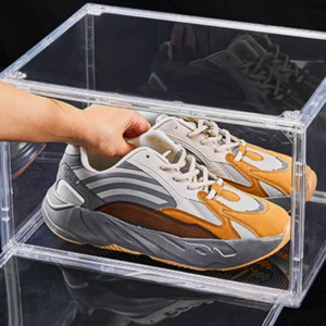 Custom Logo Stackable Shoe Box Transparent Clear Sneaker For Shoes Display Plastic Crates Sneaker Storage shoes organizer box