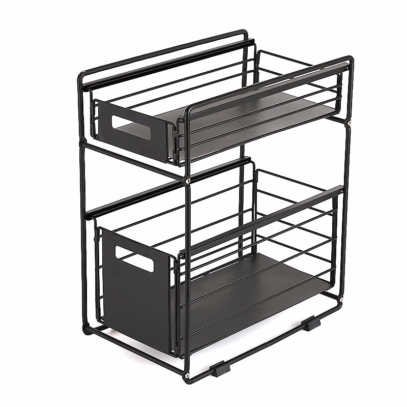 Choice Fun 2-Tier Kitchen Under Sink Organizer With Sliding Storage Drawer Multifunctional Storage Rack